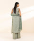 Unstitched Women's Embroidered Lawn Green Three Piece Suit